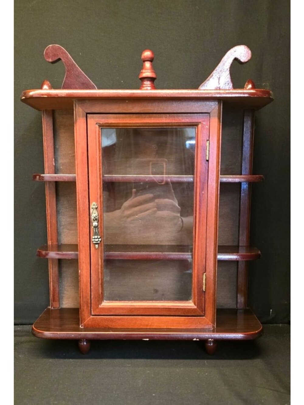 Vintage Wooden Tabletop or Wall-Mount Mini Curio Trinket Display Cabinet